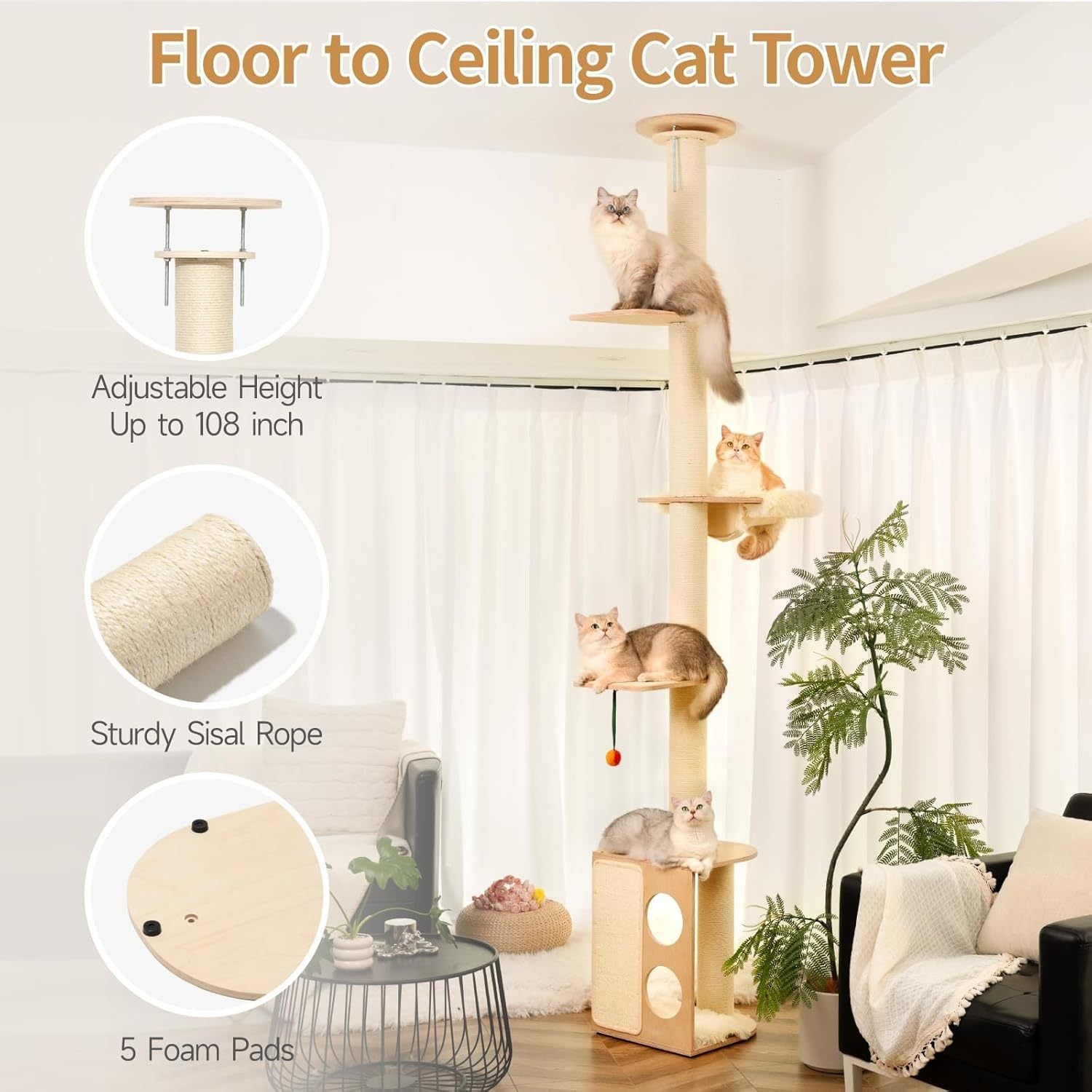 Large Floor-to-Ceiling Cat Tree